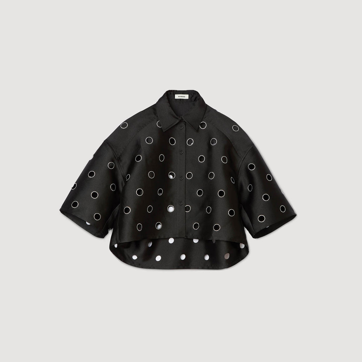 Oversized shirt with rhinestones holes | Sandro