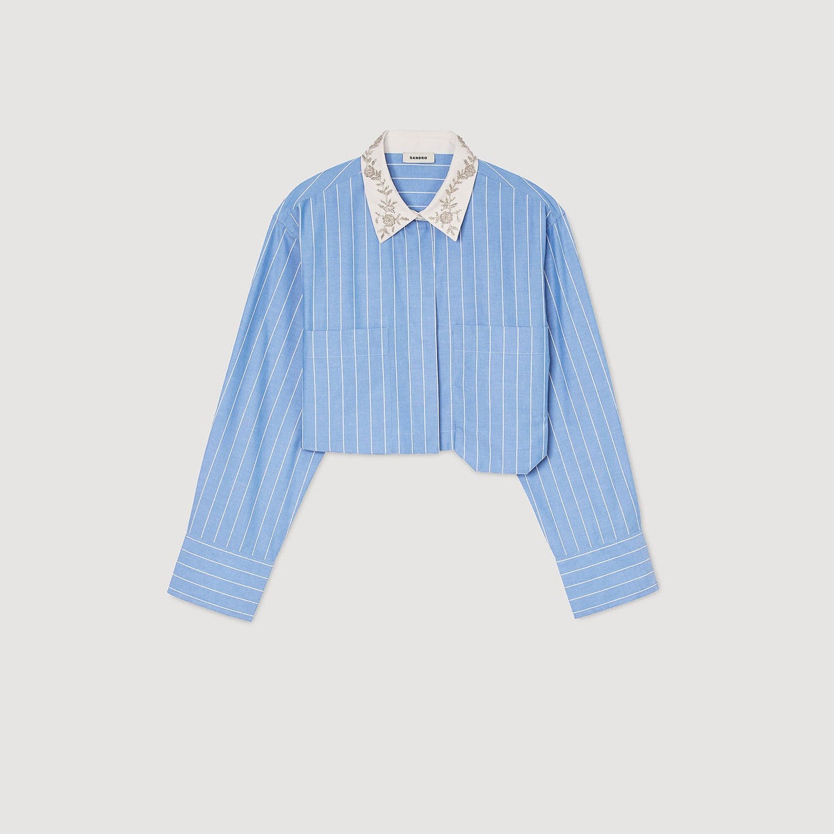 Striped cropped shirt with rhinestone | Sandro