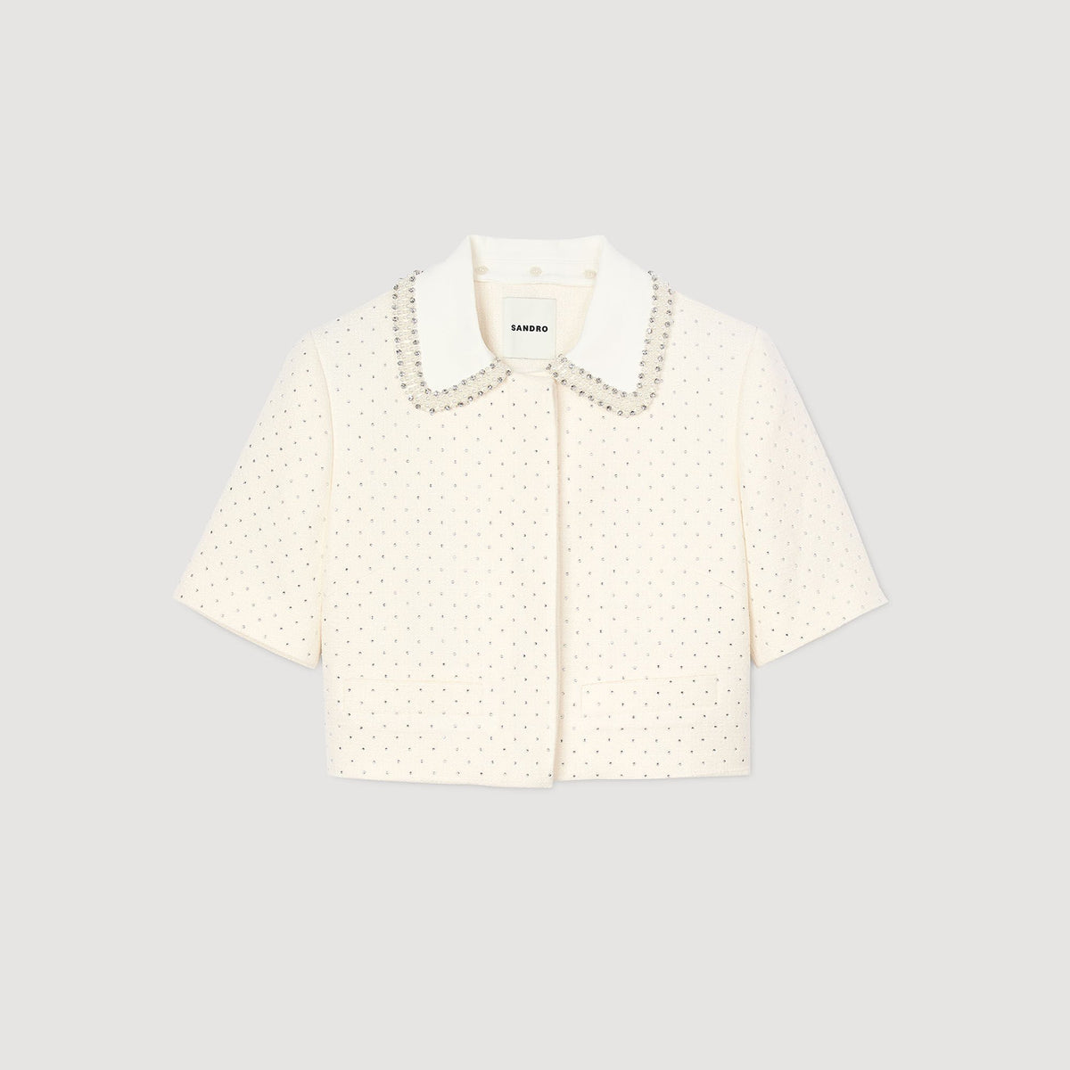 Short-sleeved rhinestone jacket | Sandro