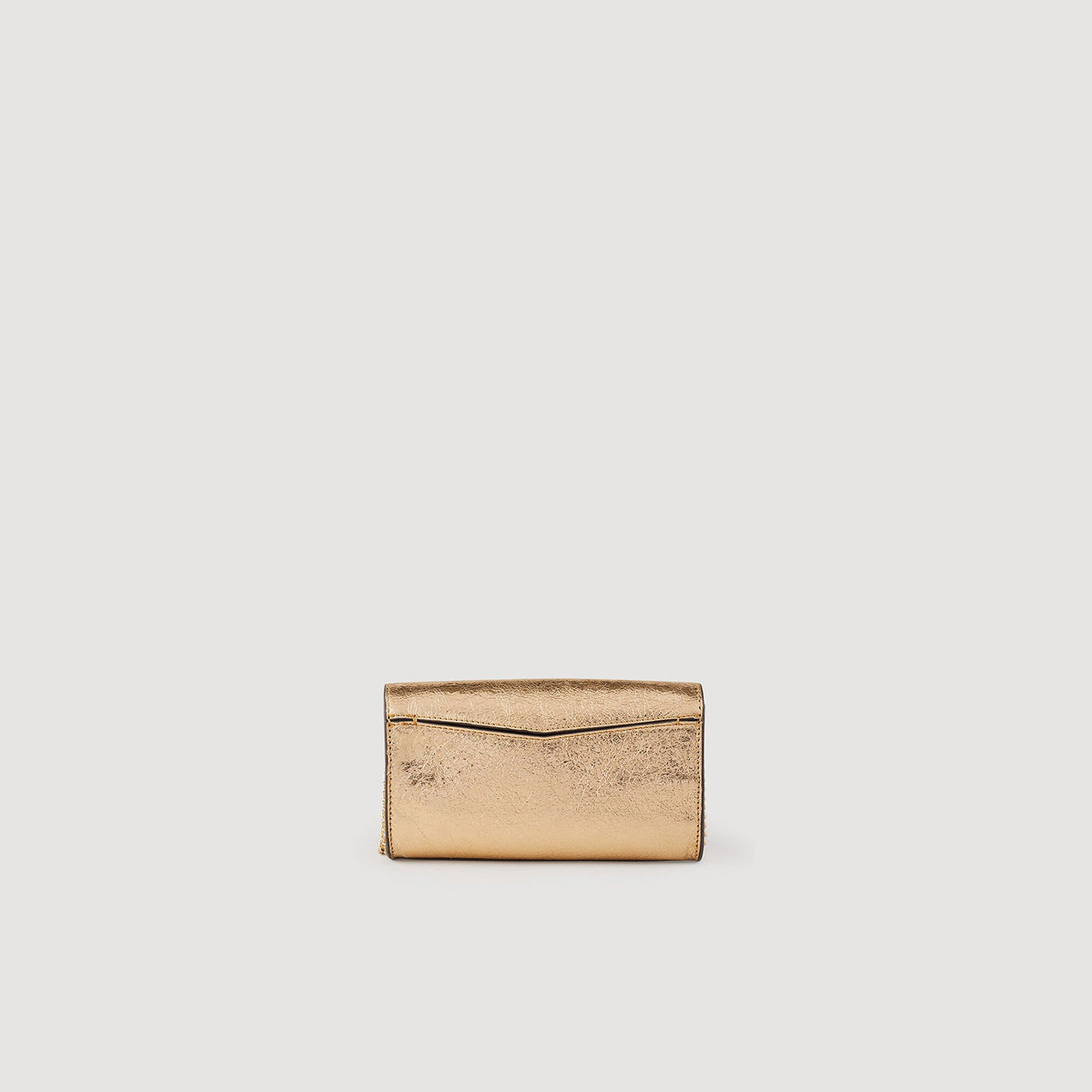 Gold leather clutch bag | Sandro