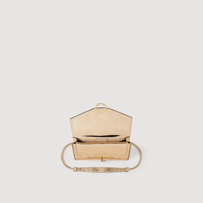 Gold leather clutch bag | Sandro