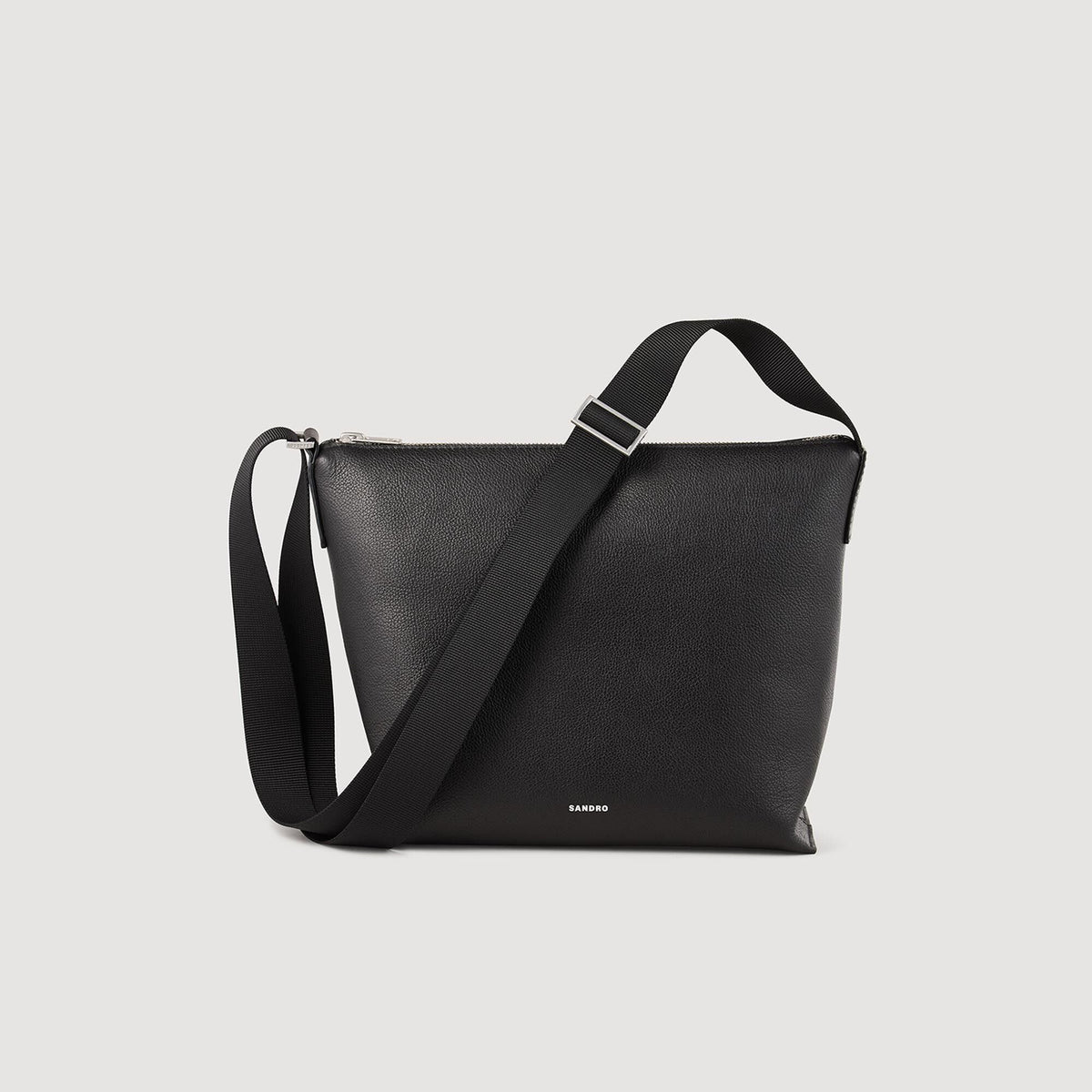 Grained leather satchel | Sandro