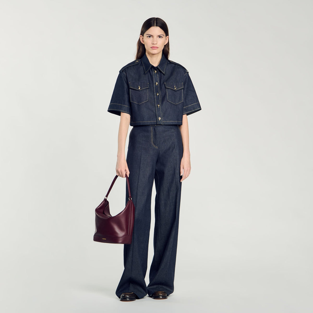 TANGOSO leather bucket bag | Sandro