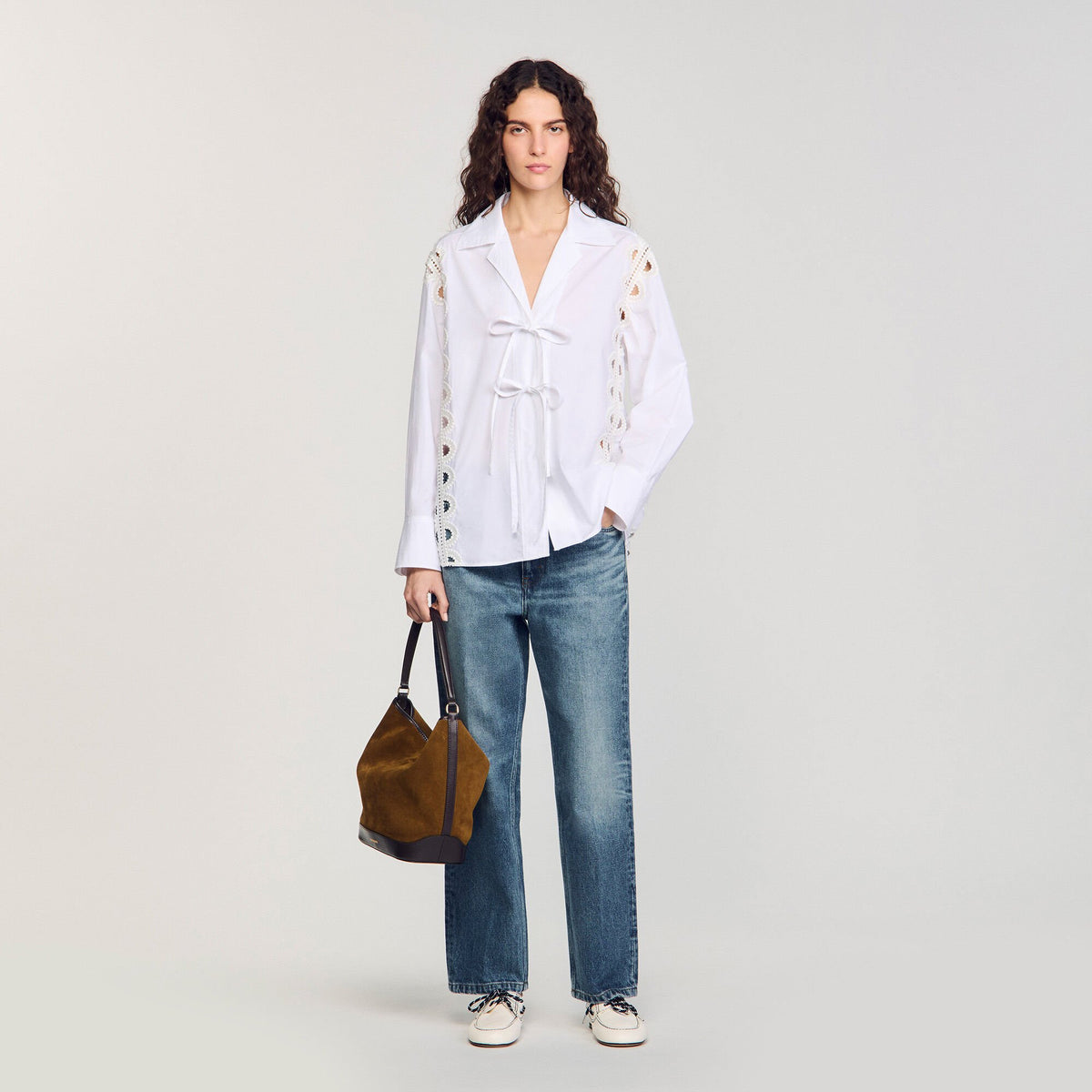 TANGOSO suede and leather bucket bag | Sandro