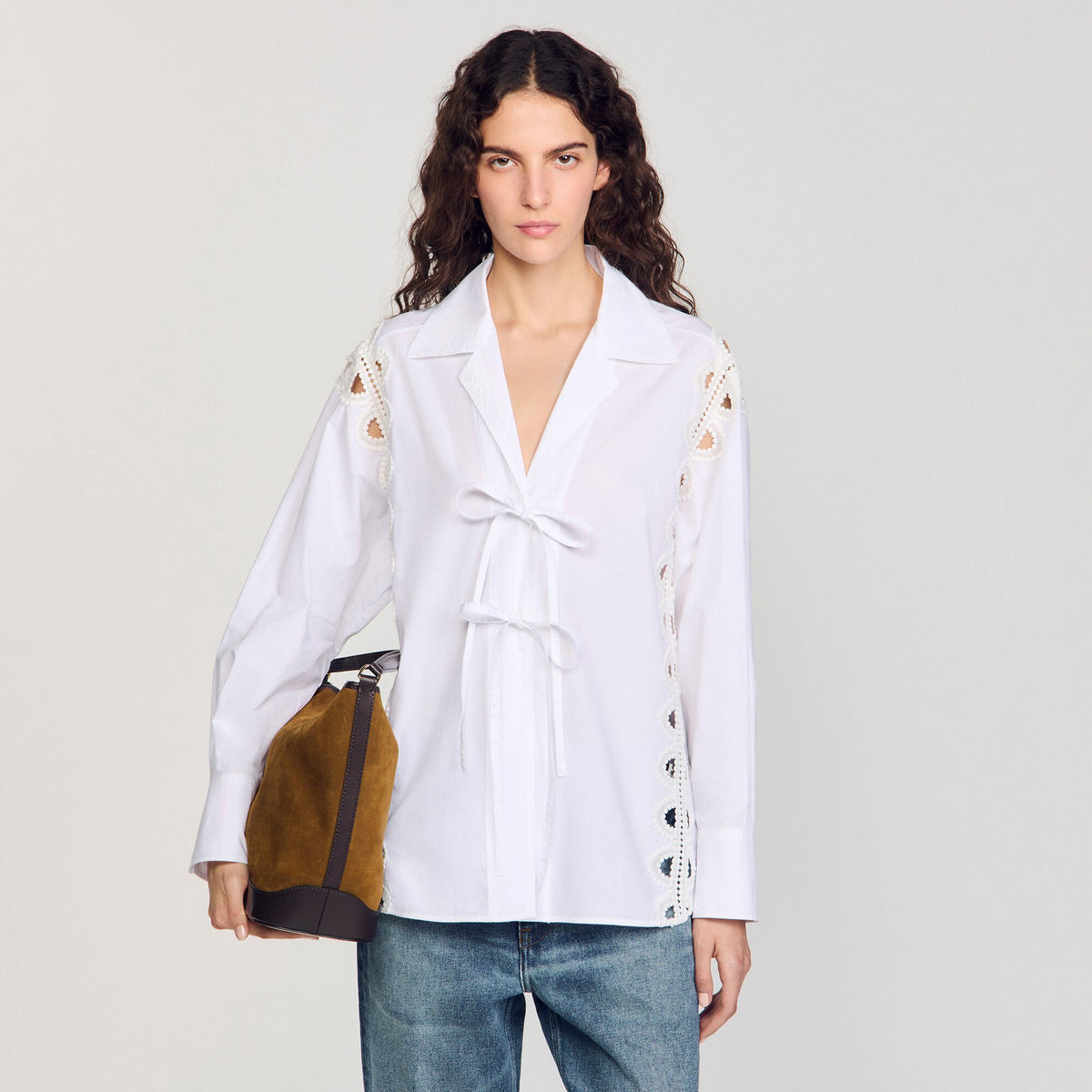 TANGOSO suede and leather bucket bag | Sandro