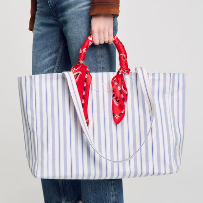 Striped canvas tote bag | Sandro