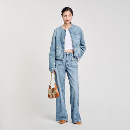Janet canvas and leather bag | Sandro