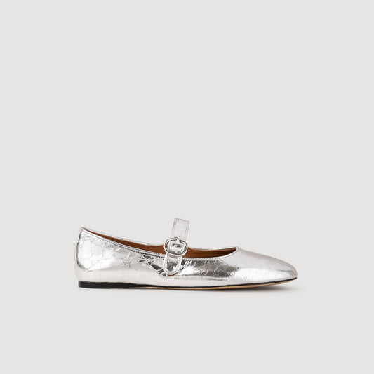 Shiny leather ballet flats | Sandro