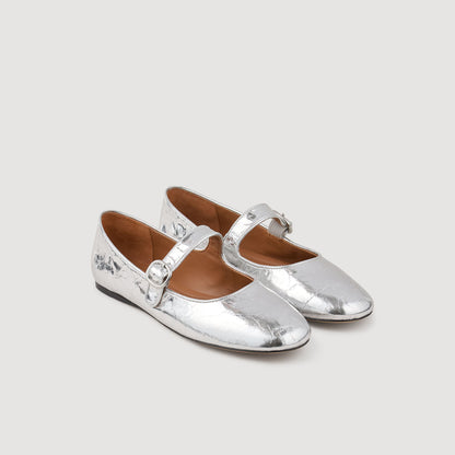 Shiny leather ballet flats | Sandro