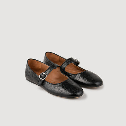 Shiny leather ballet flats | Sandro