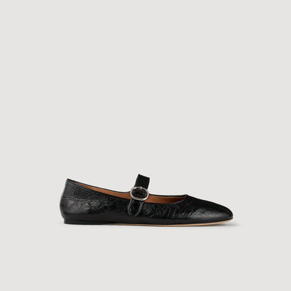 Shiny leather ballet flats | Sandro