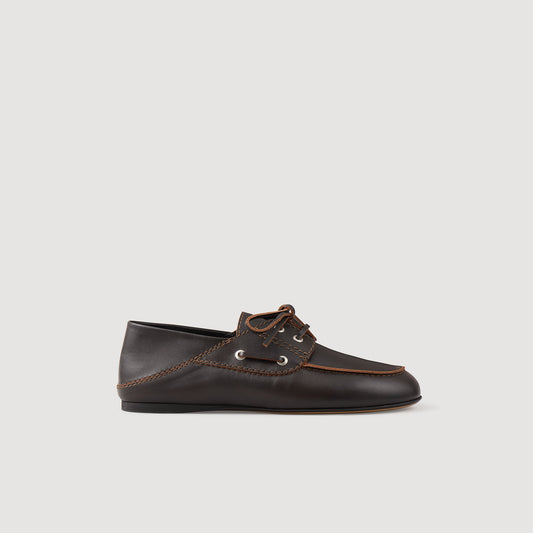 Leather boat shoe loafers | Sandro
