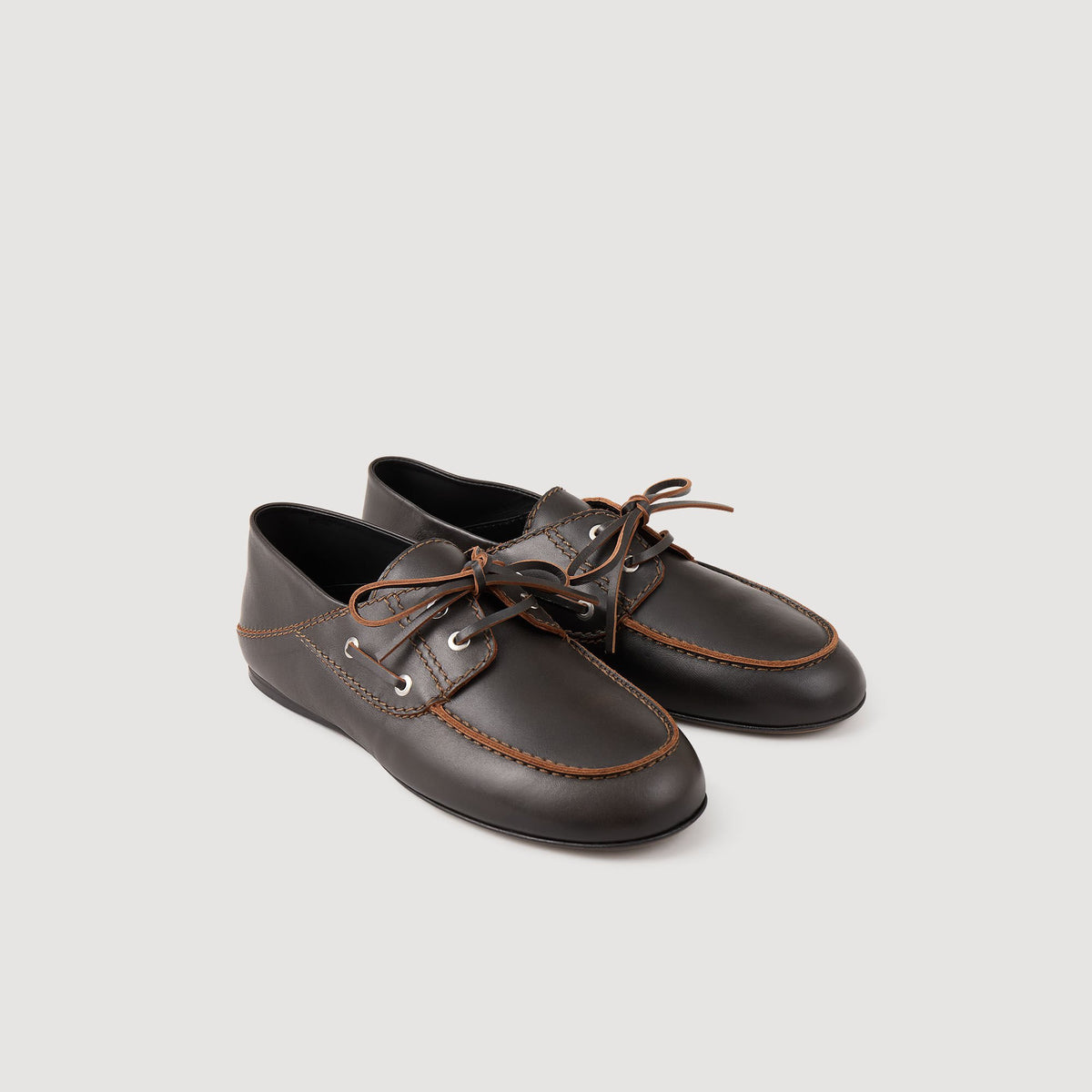 Leather boat shoe loafers | Sandro