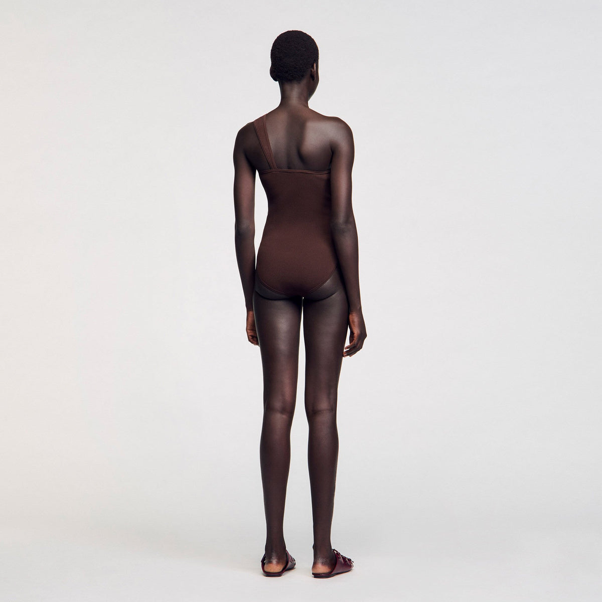 Asymmetric bodysuit with bead detail | Sandro