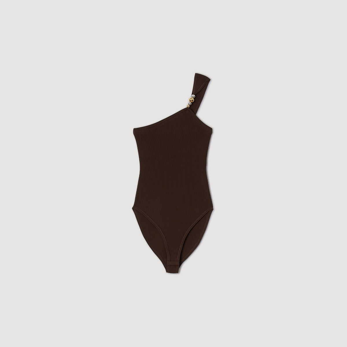 Asymmetric bodysuit with bead detail | Sandro