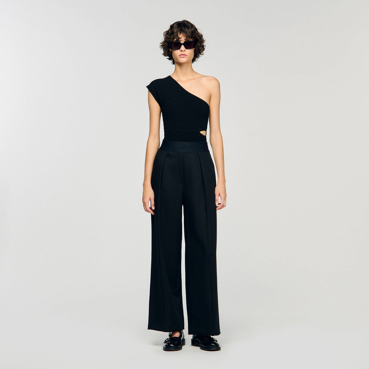 Asymmetric knit bodysuit | Sandro