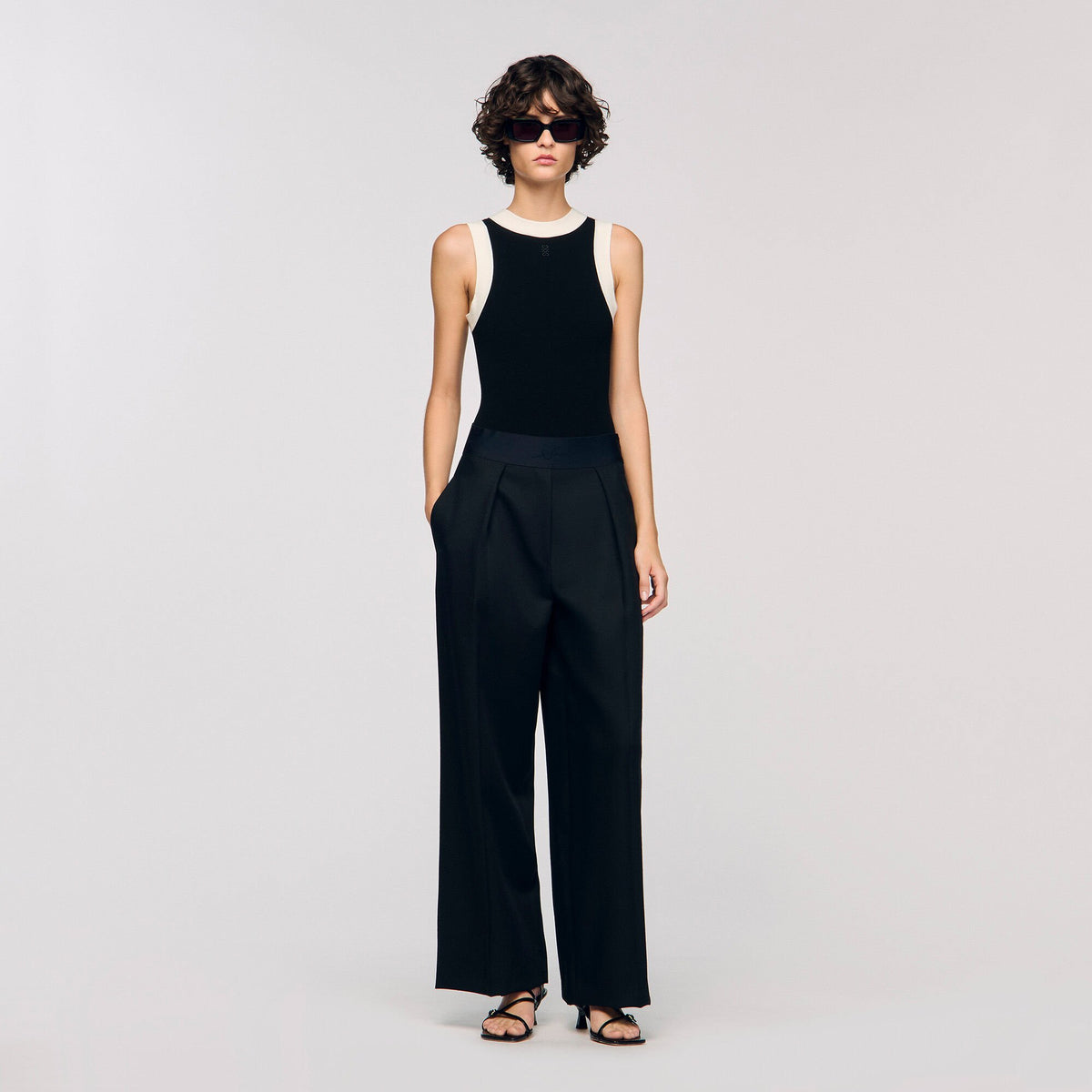 Two-tone knit bodysuit | Sandro