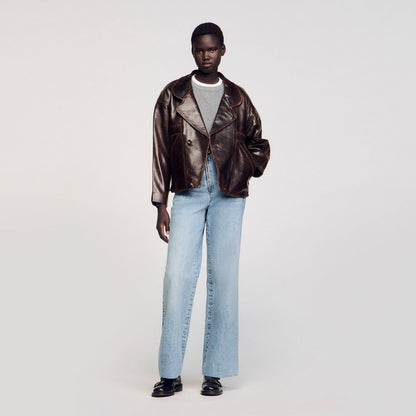Oversized leather jacket | Sandro
