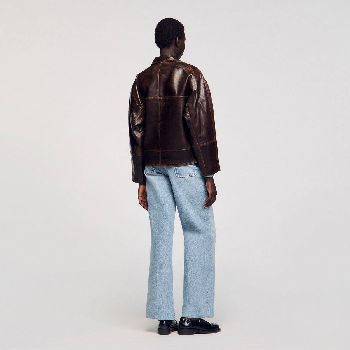 Oversized leather jacket | Sandro