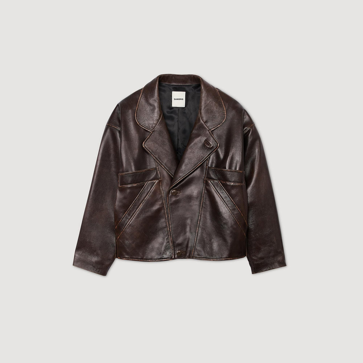 Oversized leather jacket | Sandro