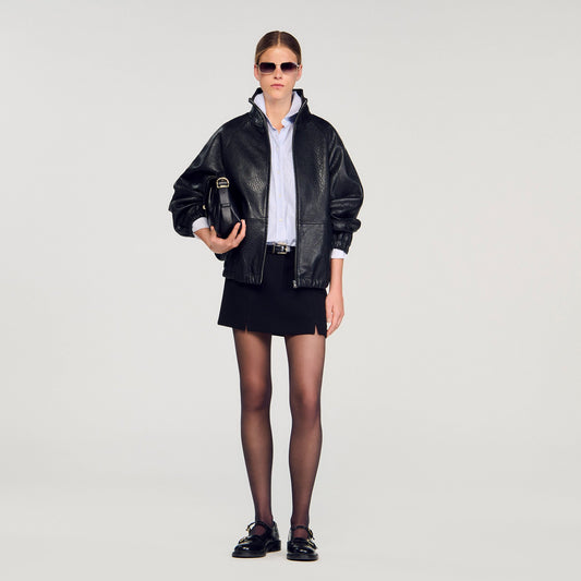Oversized leather jacket | Sandro