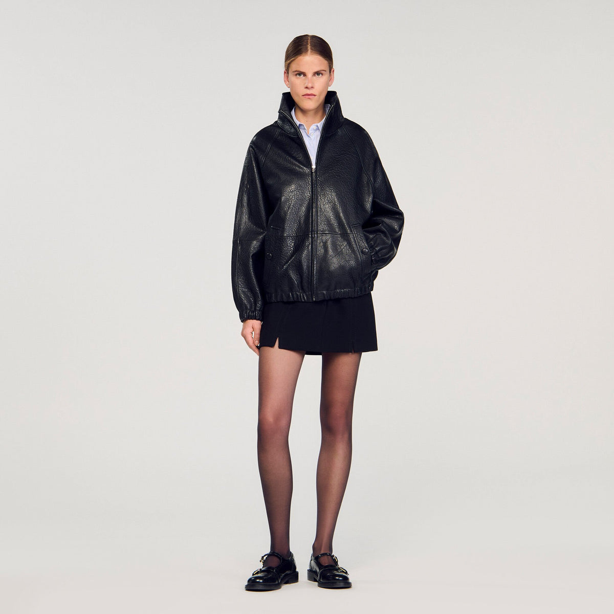 Oversized leather jacket | Sandro