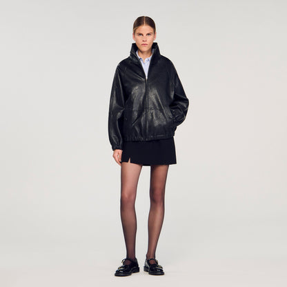 Oversized leather jacket | Sandro