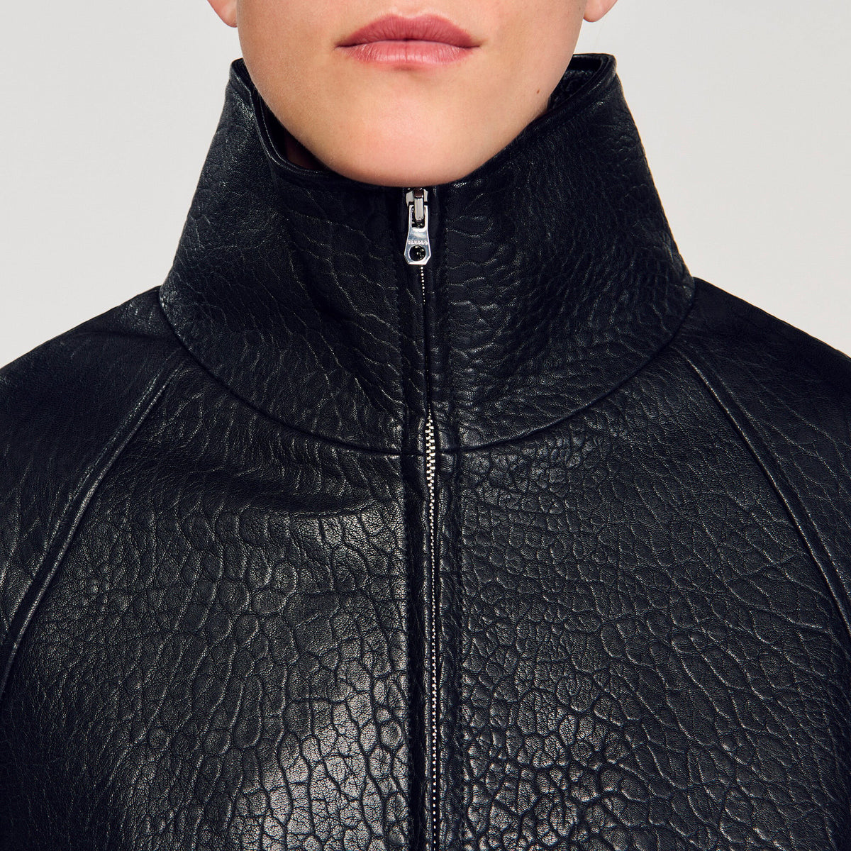 Oversized leather jacket | Sandro