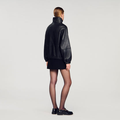Oversized leather jacket | Sandro