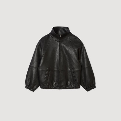 Oversized leather jacket | Sandro