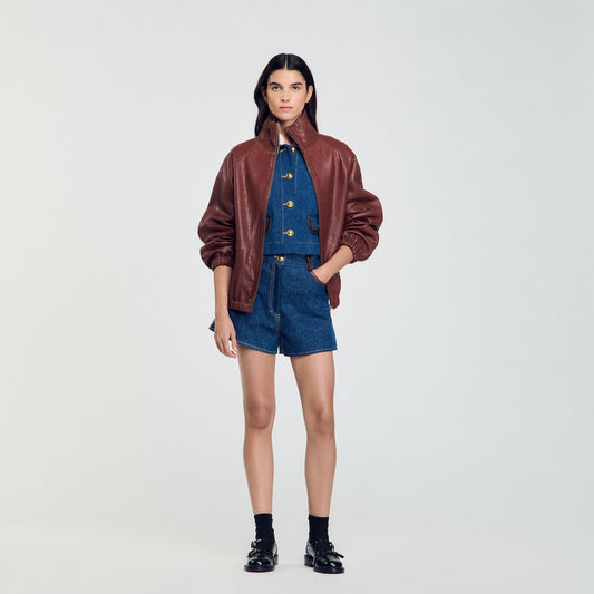 Oversized leather jacket | Sandro