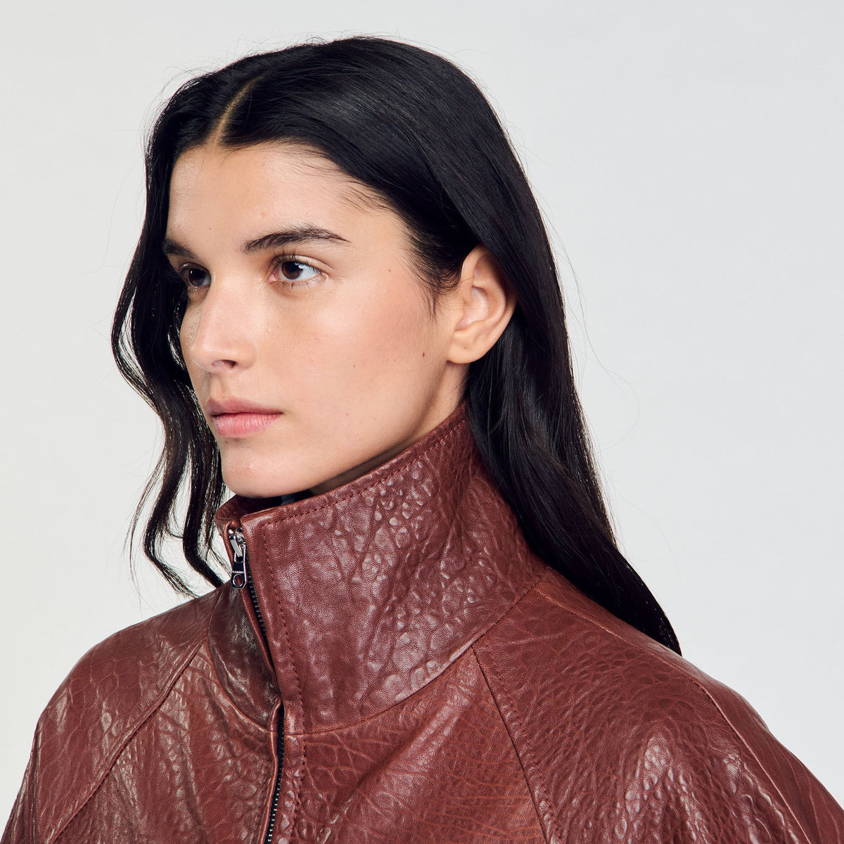 Oversized leather jacket | Sandro
