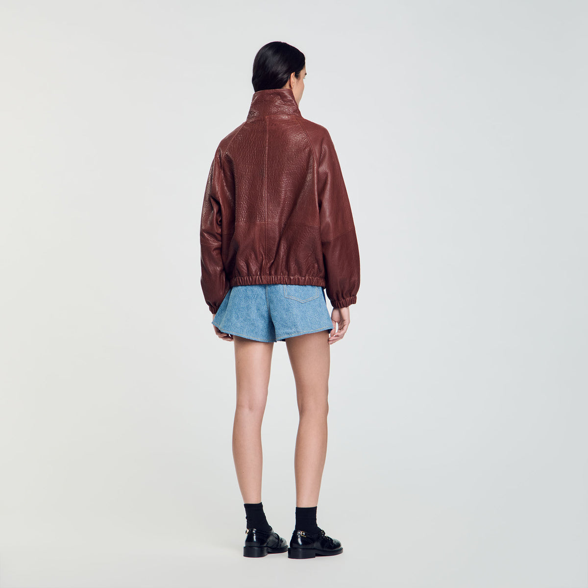 Oversized leather jacket | Sandro