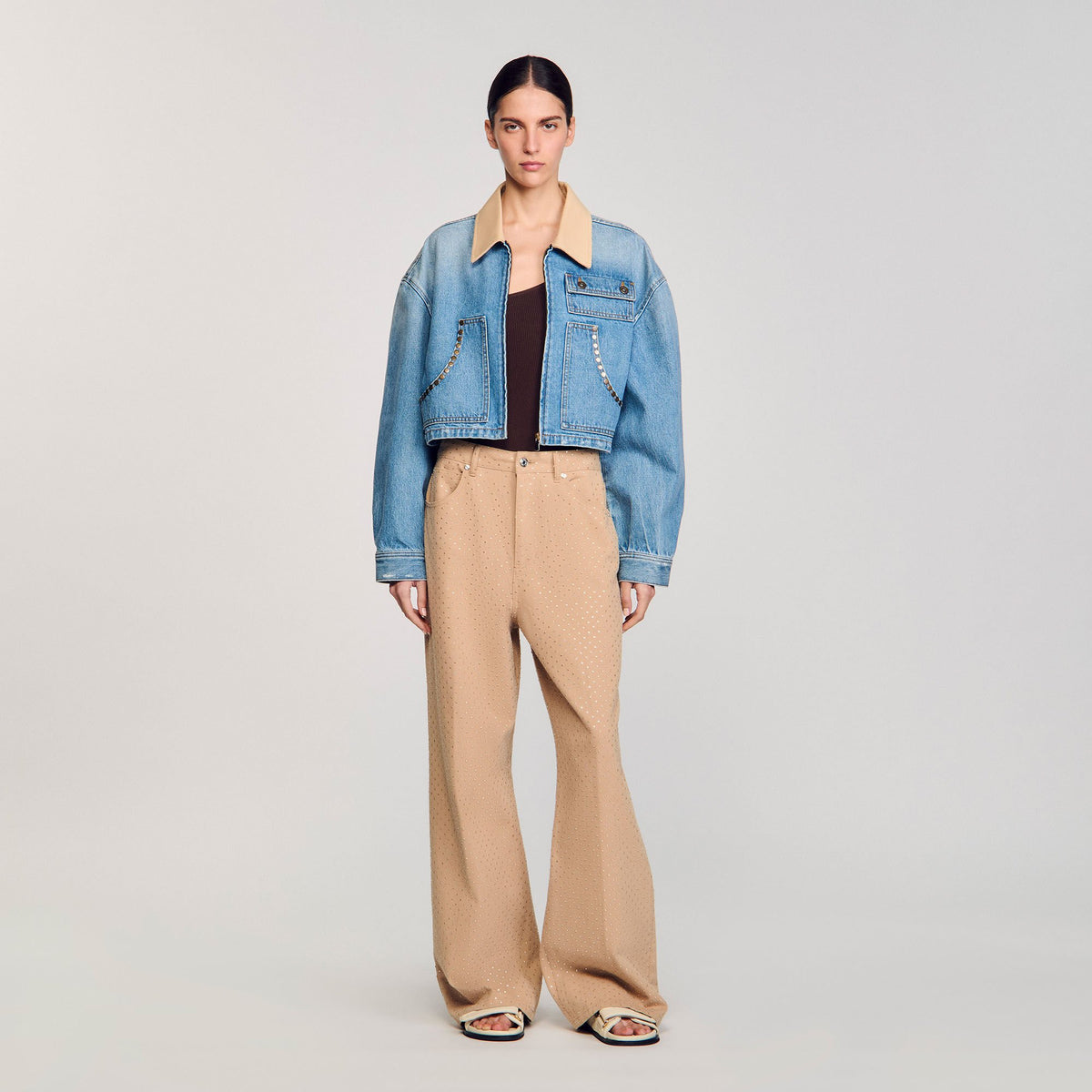 Denim jacket with studs | Sandro