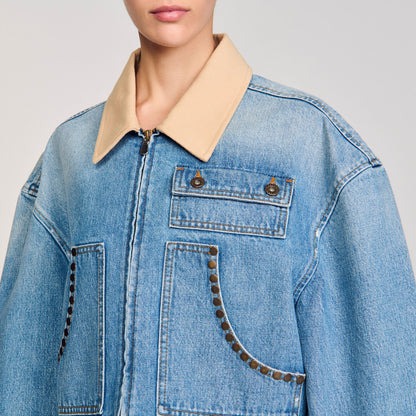 Denim jacket with studs | Sandro
