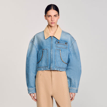 Denim jacket with studs | Sandro