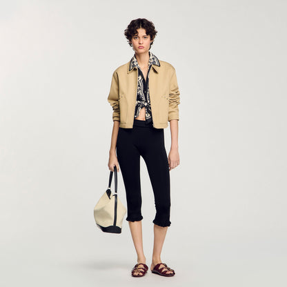Short jacket with rhinestone details | Sandro