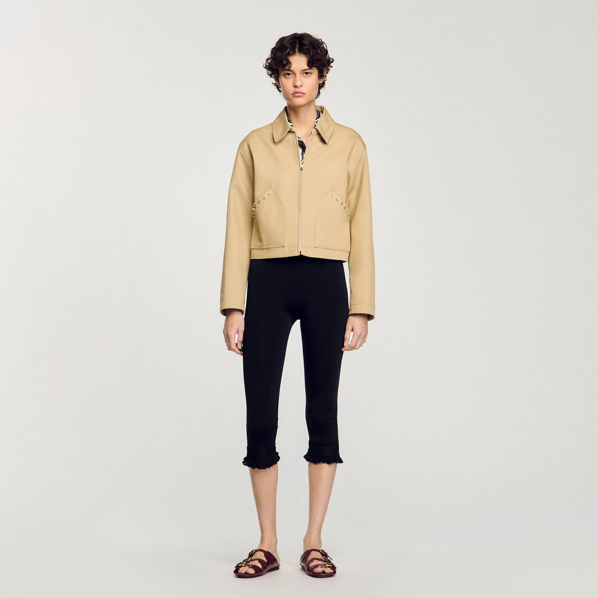 Short jacket with rhinestone details | Sandro