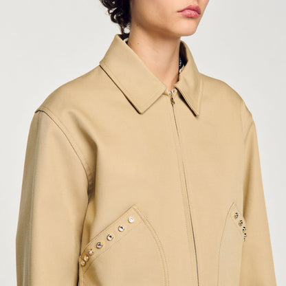 Short jacket with rhinestone details | Sandro