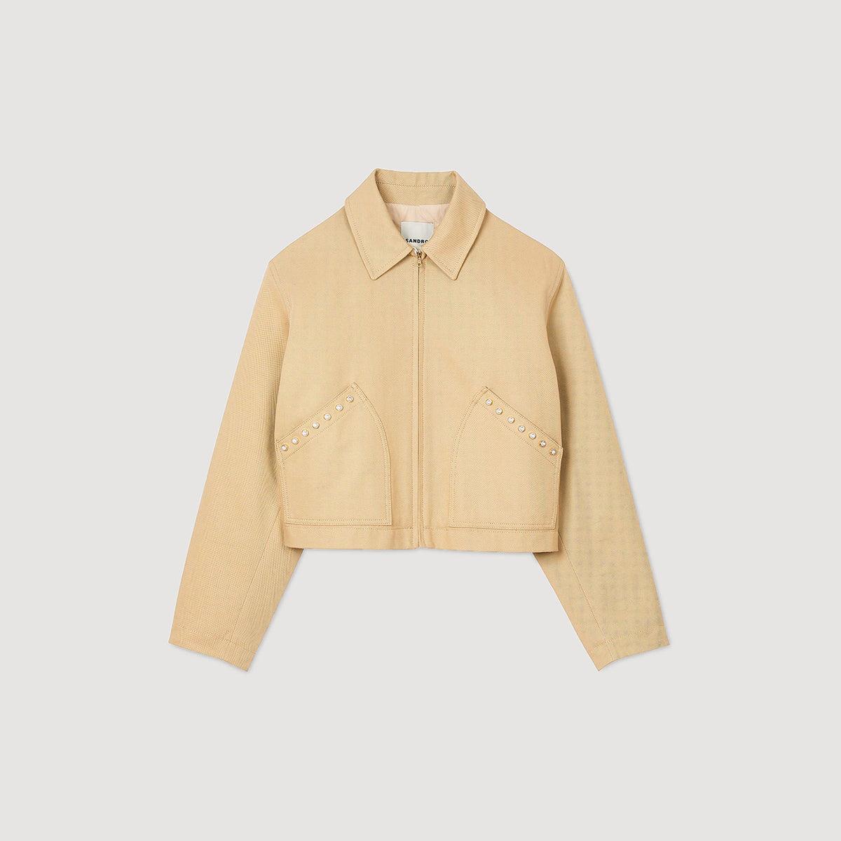 Short jacket with rhinestone details | Sandro