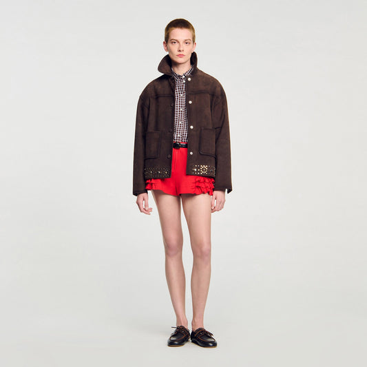 Studded suede leather jacket | Sandro