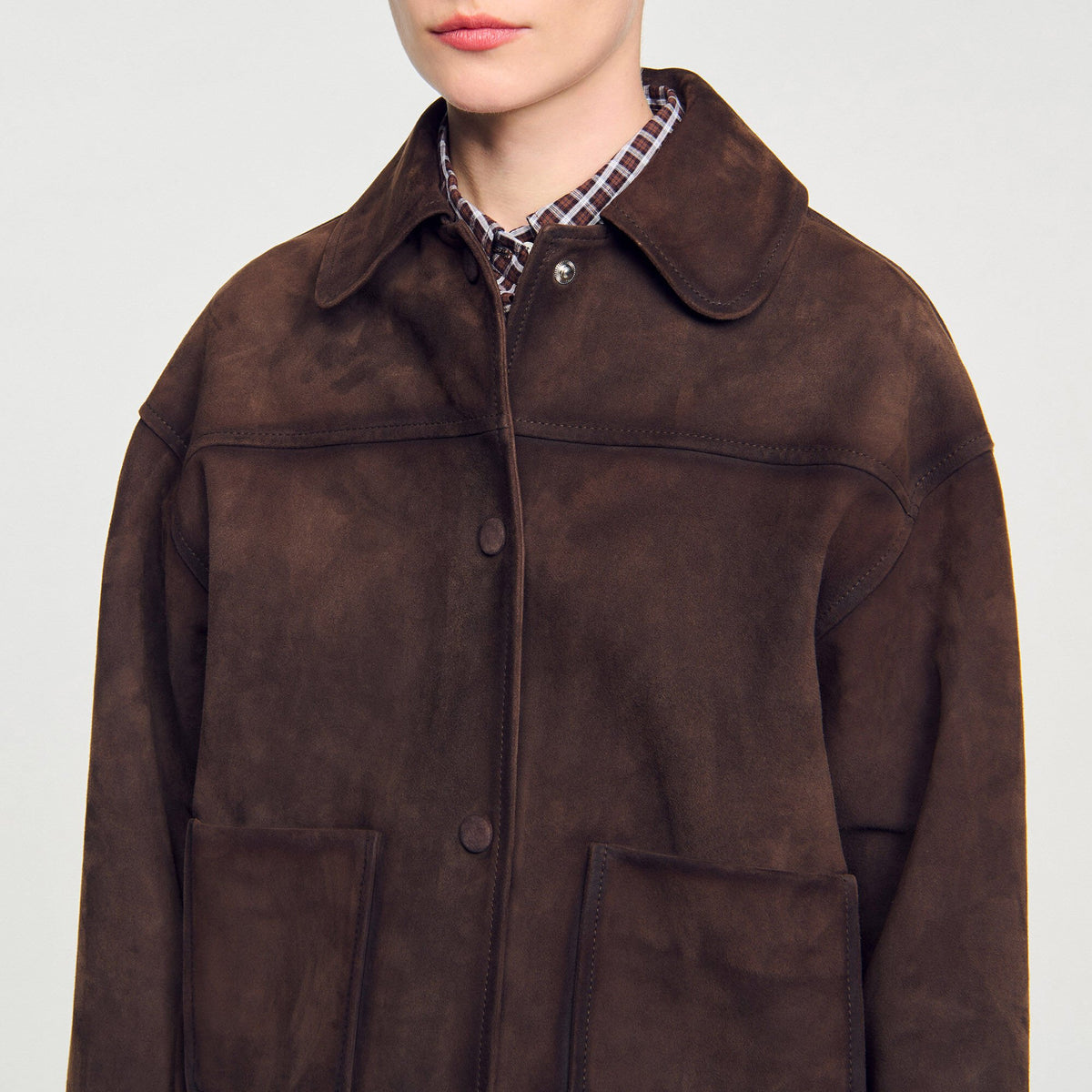 Studded suede leather jacket | Sandro