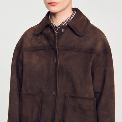 Studded suede leather jacket | Sandro