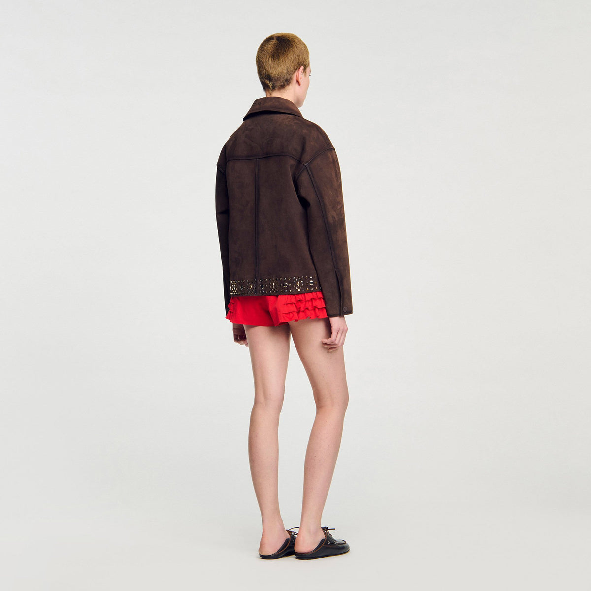 Studded suede leather jacket | Sandro