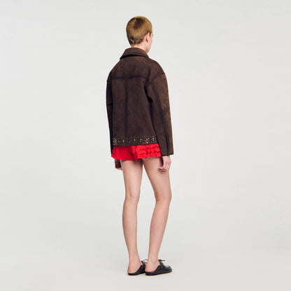 Studded suede leather jacket | Sandro