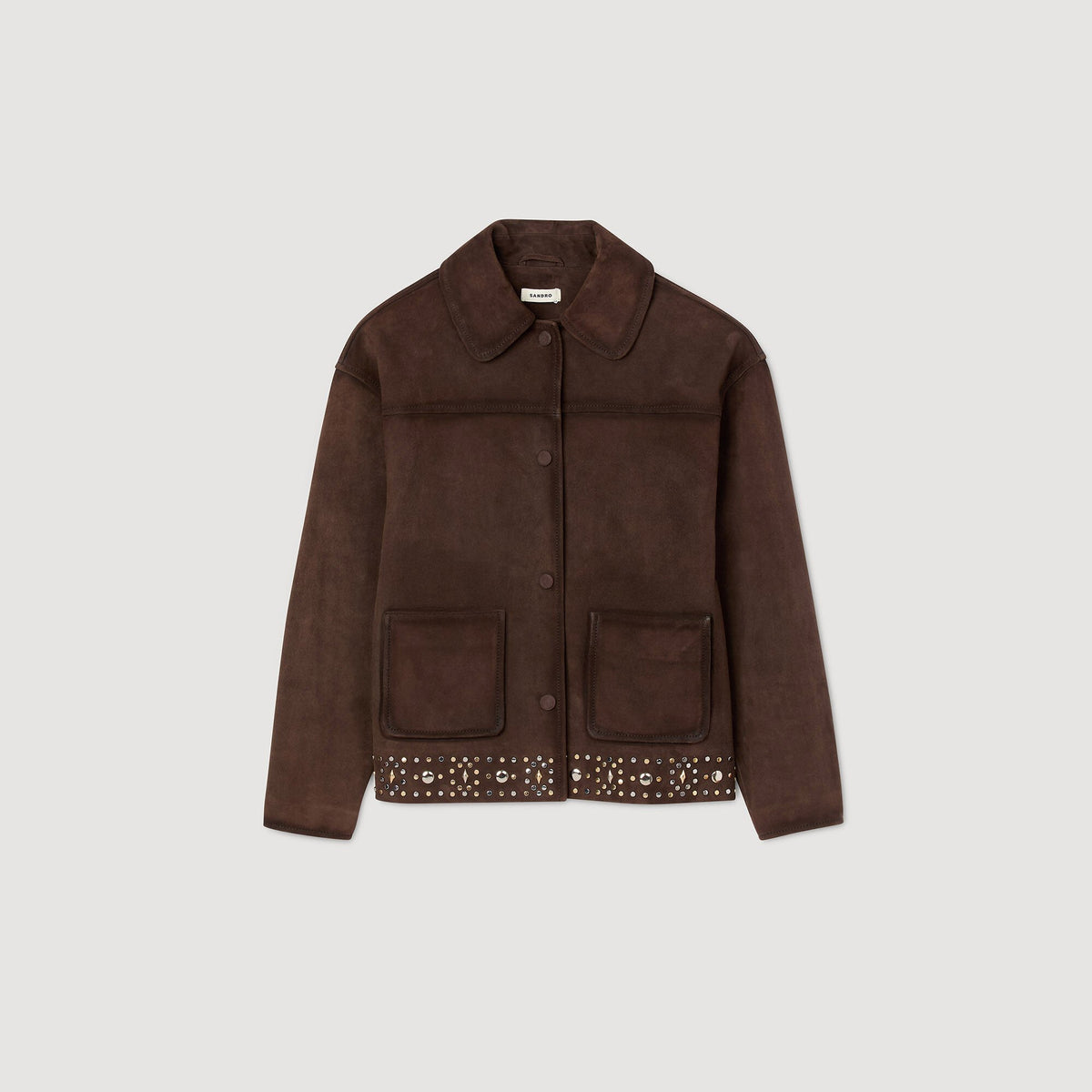 Studded suede leather jacket | Sandro