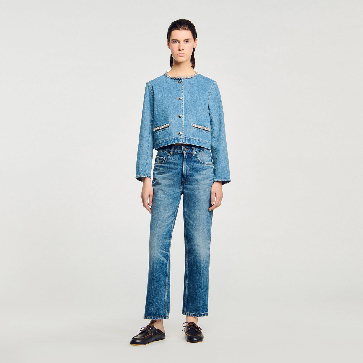 Rhinestone denim jacket | Sandro