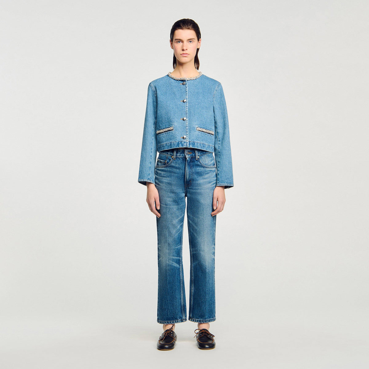 Rhinestone denim jacket | Sandro