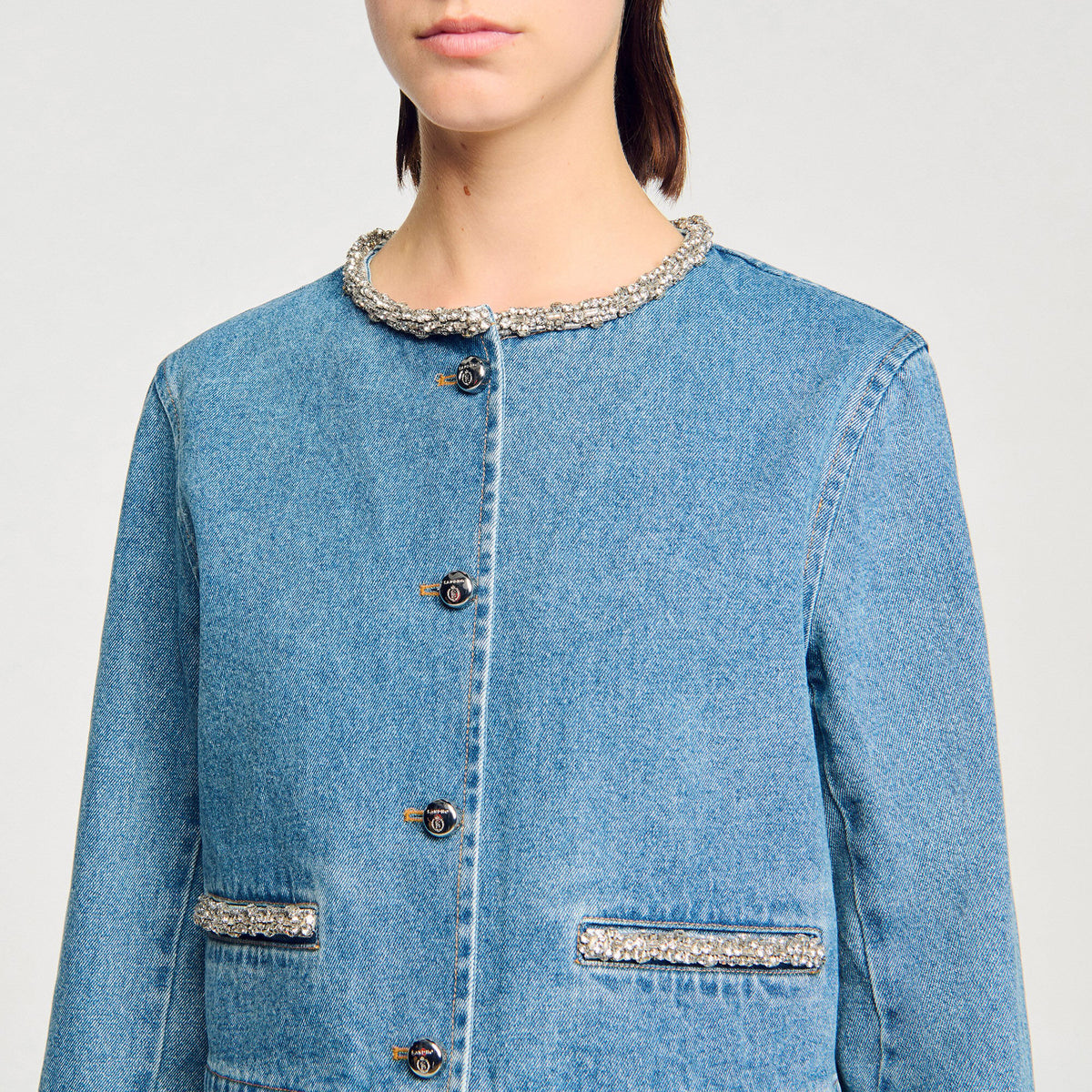 Rhinestone denim jacket | Sandro