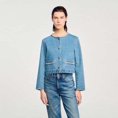 Rhinestone denim jacket | Sandro